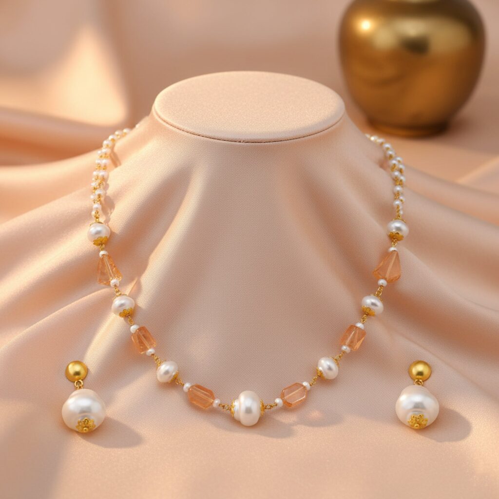 Gold Tone Beaded Necklace for Women | Bridal Jewellery India