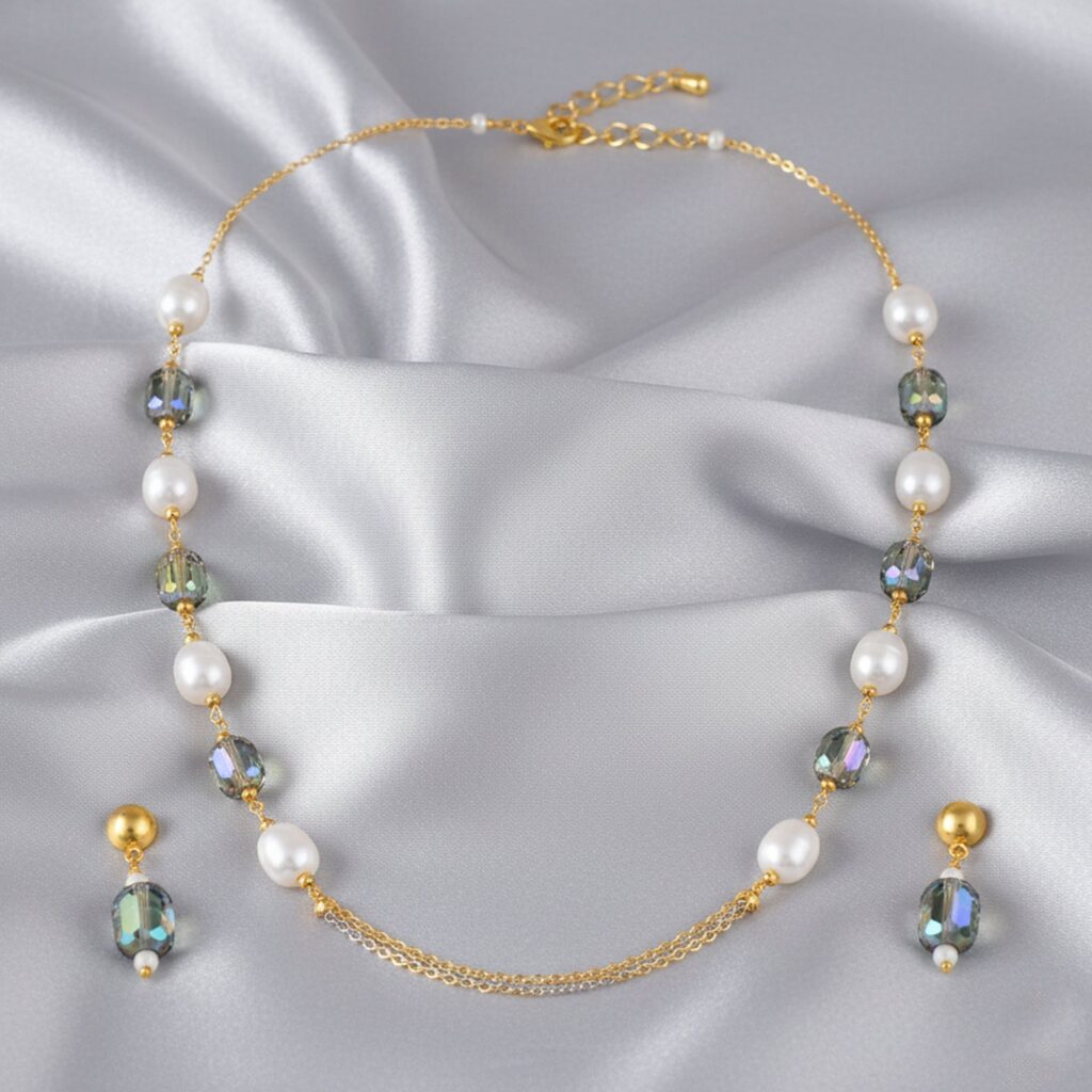 Gold Plated Choker Necklace with Pearls and Crystals for | Bridal Jewellery India