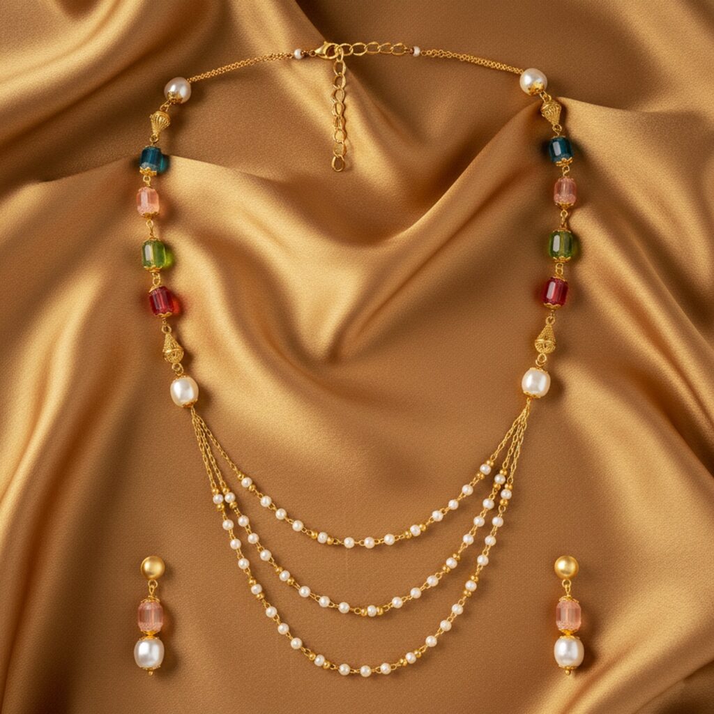 Layered Chain Bracelet in Gold Plated | Bridal Jewellery India