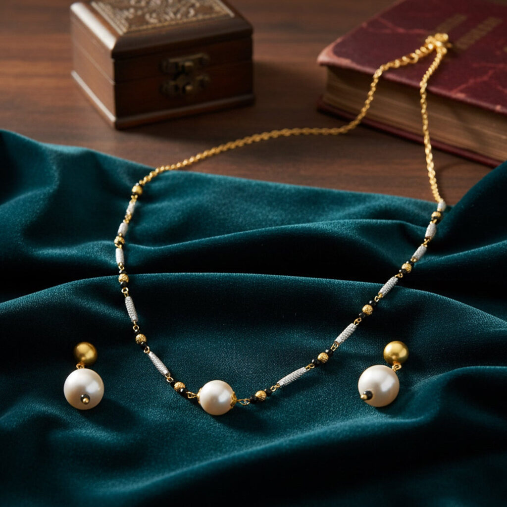 Mangalsutra Necklace in Gold Plated   Silver Tone | Bridal Jewellery India