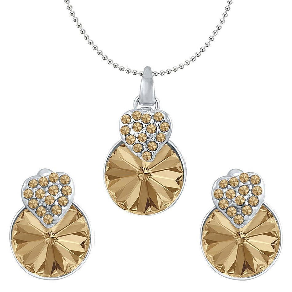 Heart Pendant in Rhodium with Swarovski Crystals for Women | Bridal Jewellery India