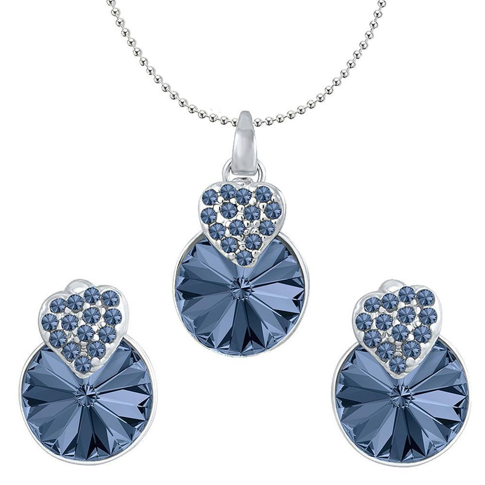 Heart Pendant in Rhodium with Swarovski Crystals for Women | Bridal Jewellery India
