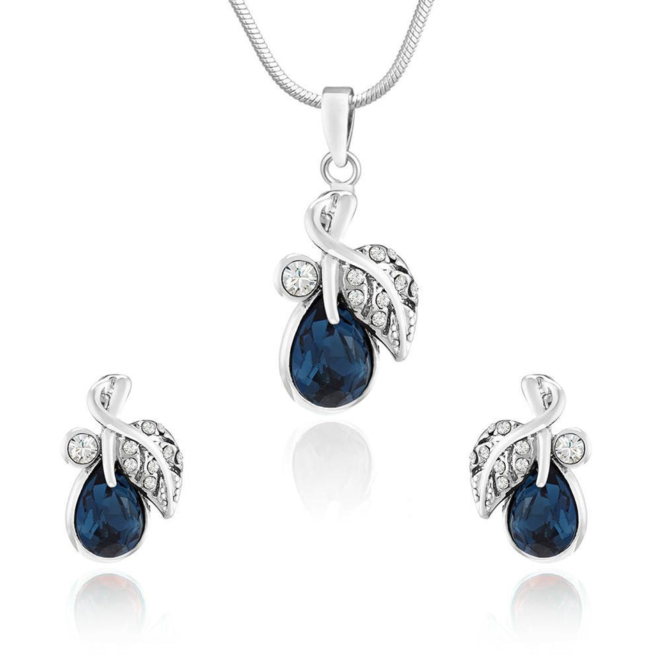 Marquise Pendants in Rhodium with Swarovski for Women | Bridal Jewellery India