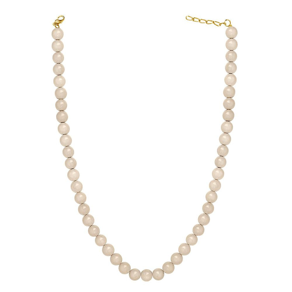 Pearl Crystal Cream Necklace in Gold Plated | Bridal Jewellery India