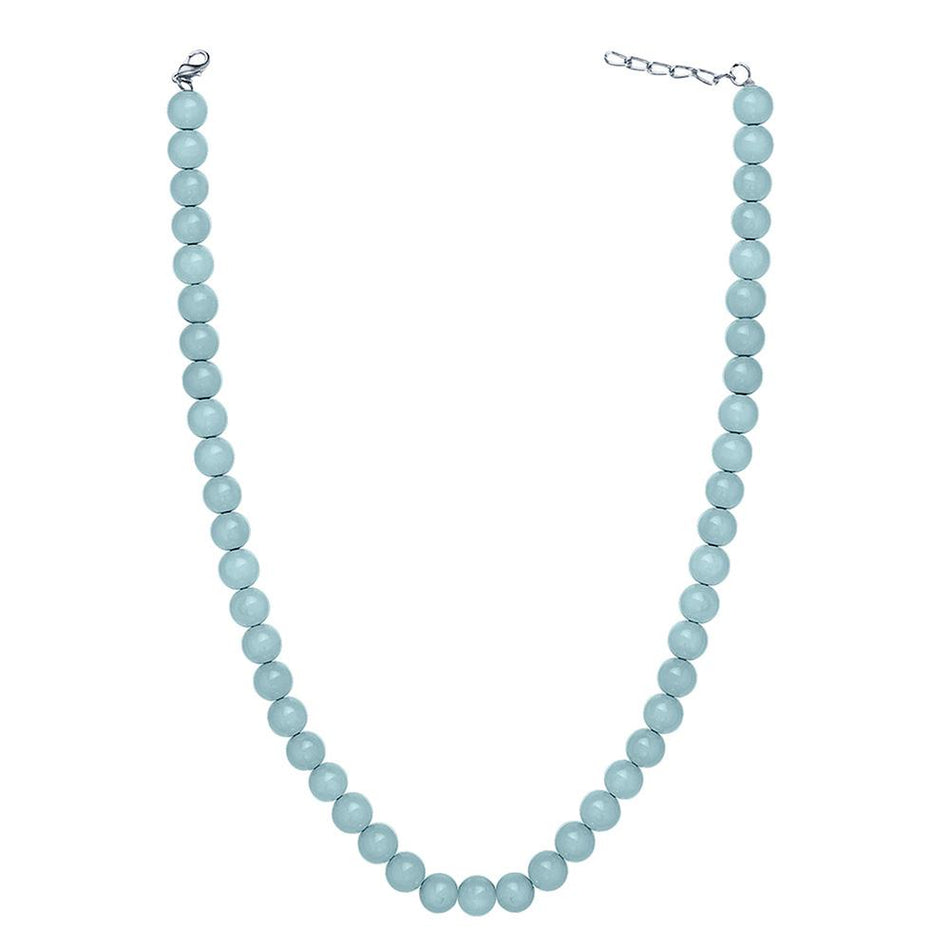 Pastel Blue Pearl Necklace in Rhodium Silver | Bridal Jewellery India