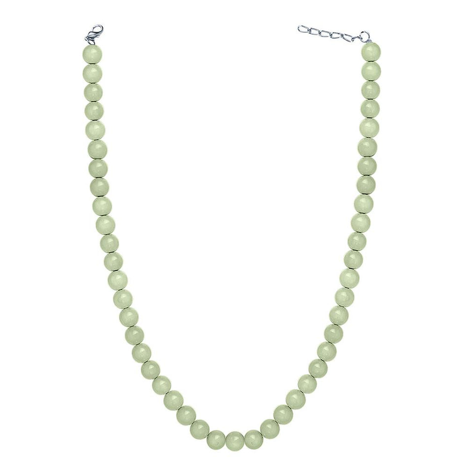 Pastel Green Pearl Necklace in Rhodium Silver | Bridal Jewellery India