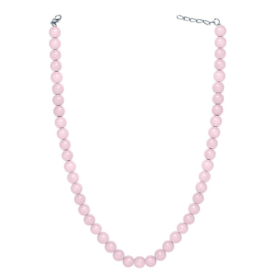 Pastel Rose Pearl Necklace in Rhodium with Swarovski | Bridal Jewellery India