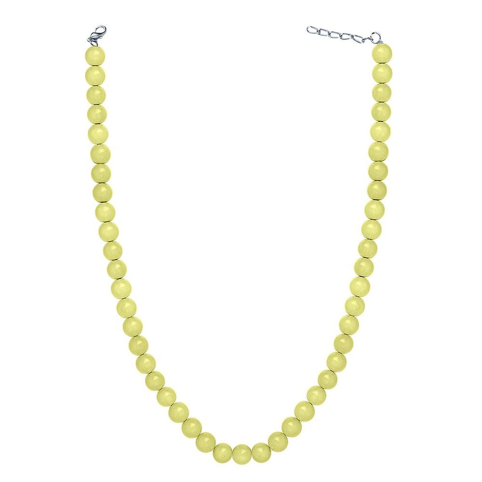 Pastel Yellow Pearl Necklace in Rhodium Silver | Bridal Jewellery India