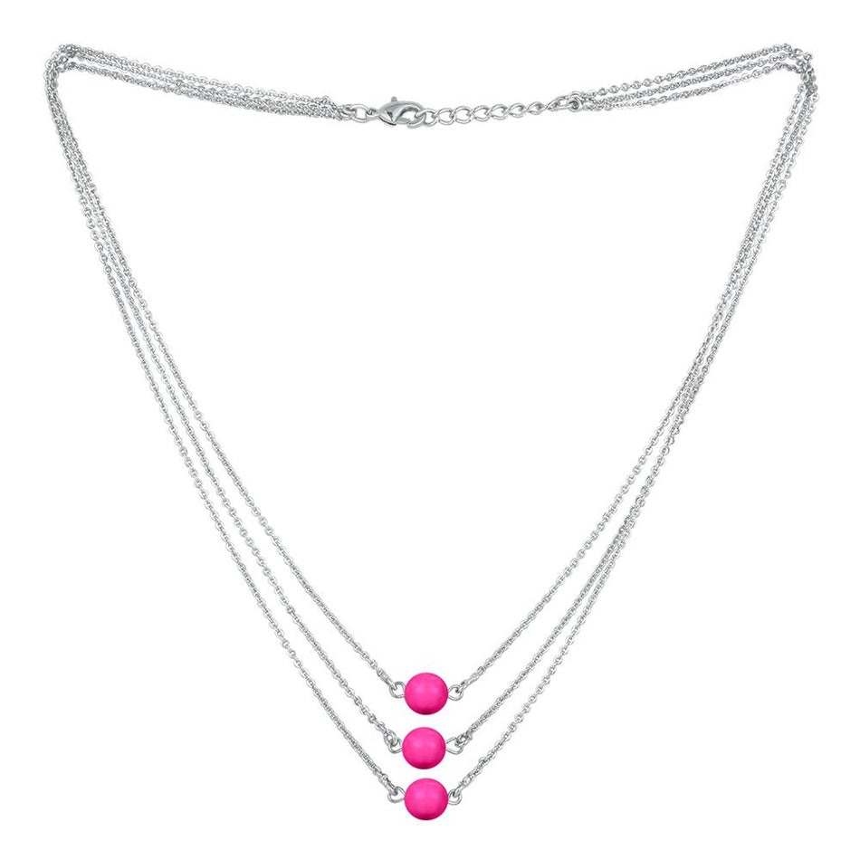 Necklace in Alloy with Neon Pink Swarovski Pearls for Girls | Bridal Jewellery India