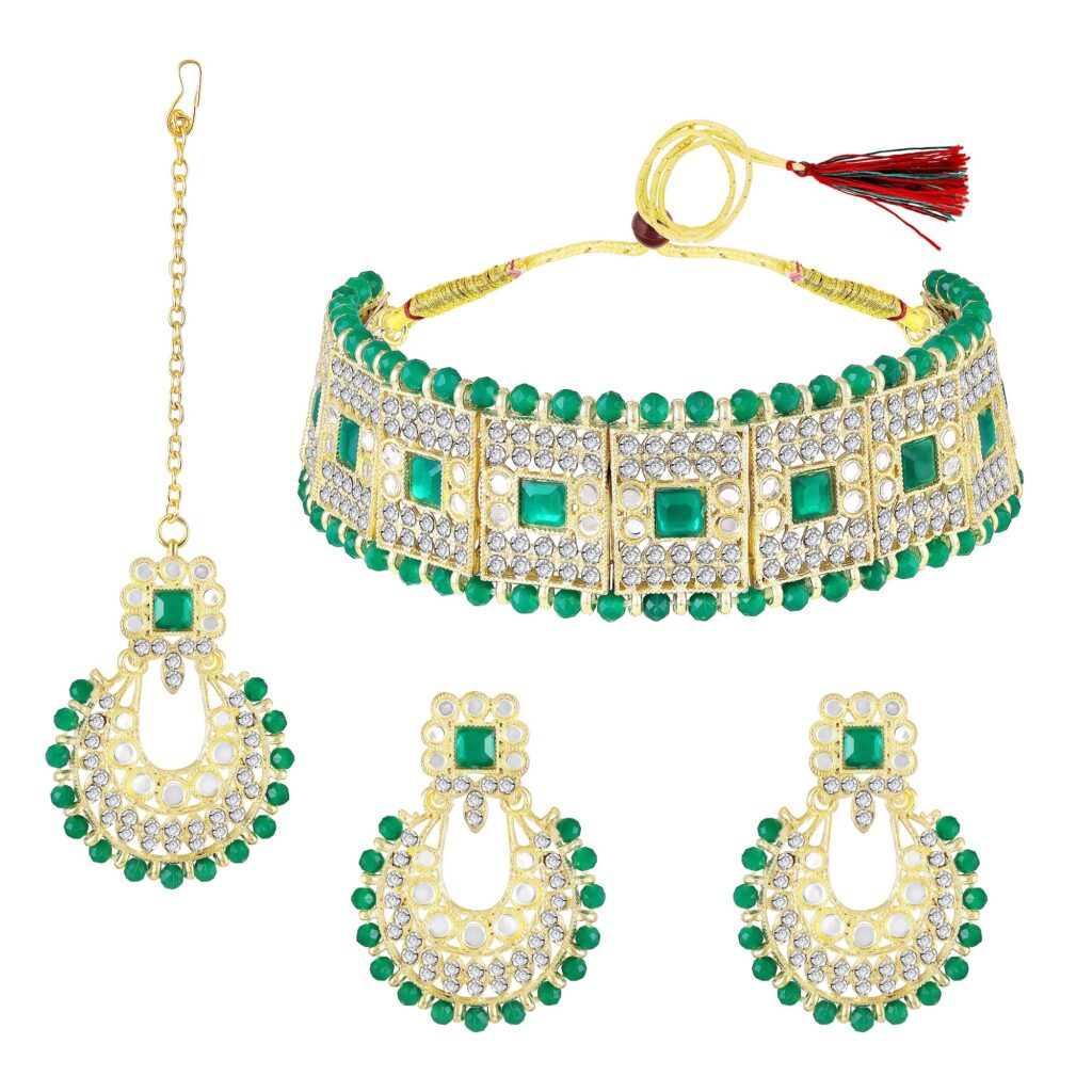 Kundan Choker in Silver with Mirror Stones | Bridal Jewellery India