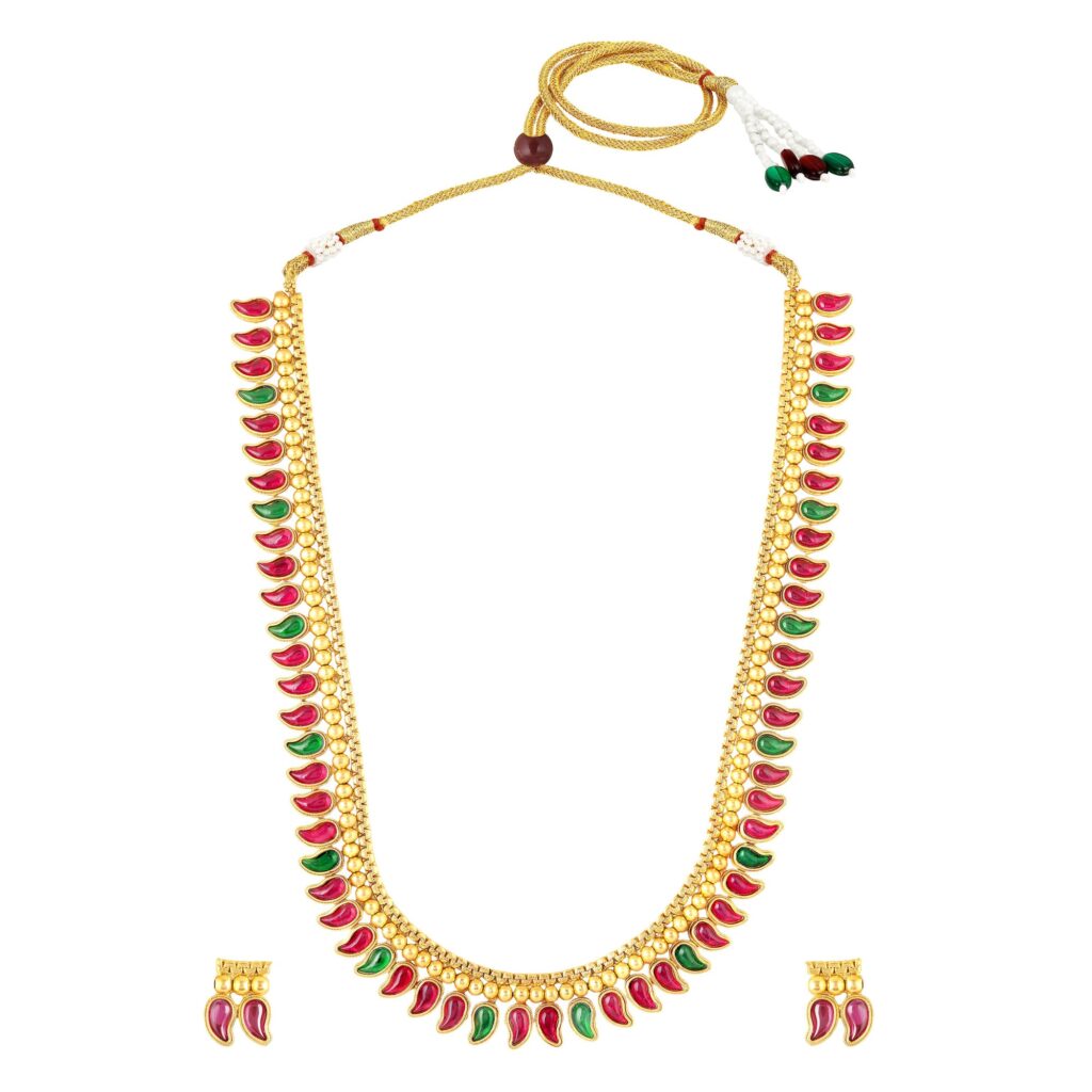 Mango Mala Necklace in Kundan for Women's Temple Wear | Bridal Jewellery India