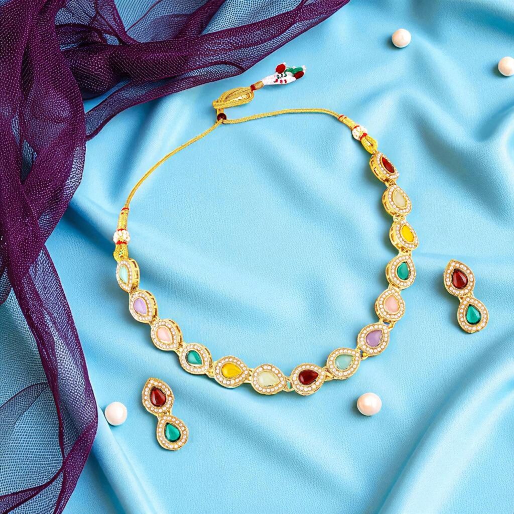 Kundan Necklace in Gold Plated with Navratri Design | Bridal Jewellery India