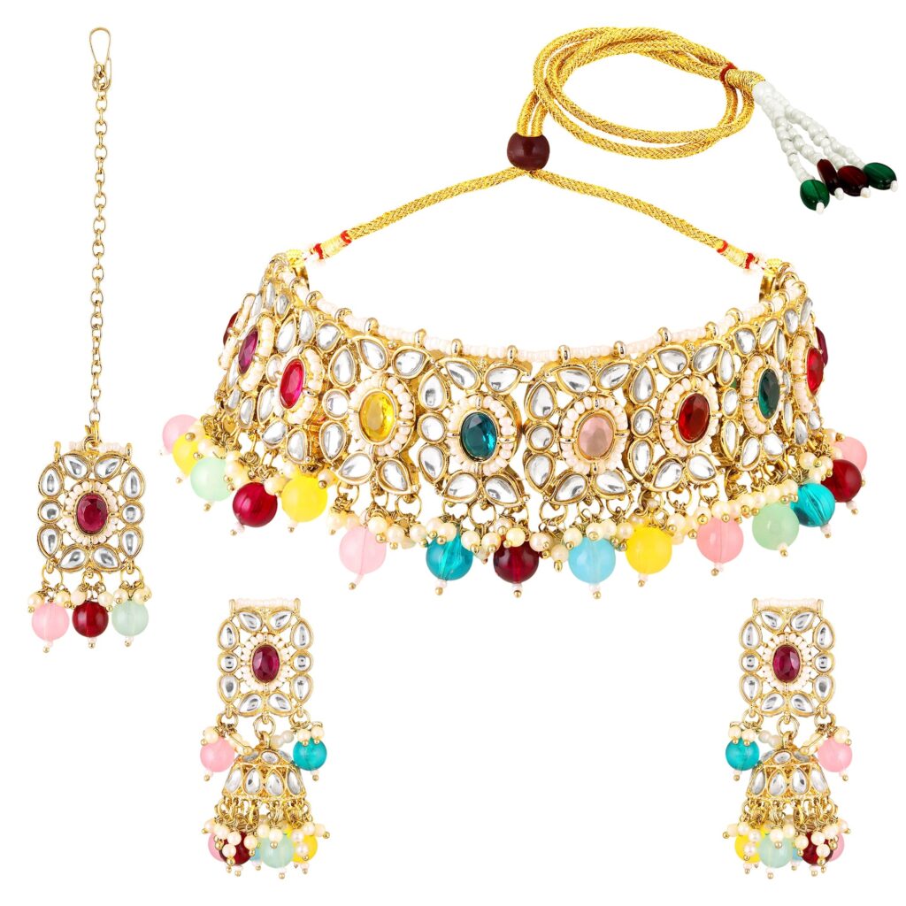 Kundan Choker Necklace in Gold Tone for Bridal Wear | Bridal Jewellery India