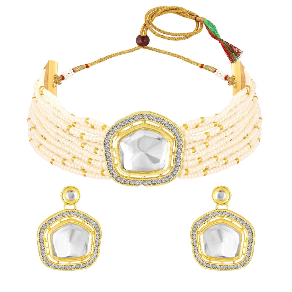 Kundan Choker Necklace in Gold Plated for Wedding Wear | Bridal Jewellery India