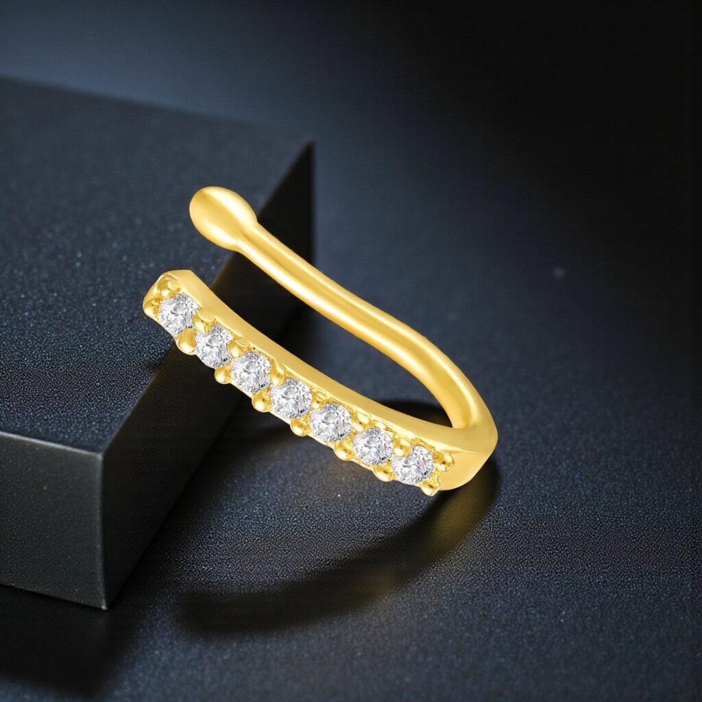 Floral Nose Ring in Gold Tone | Bridal Jewellery India