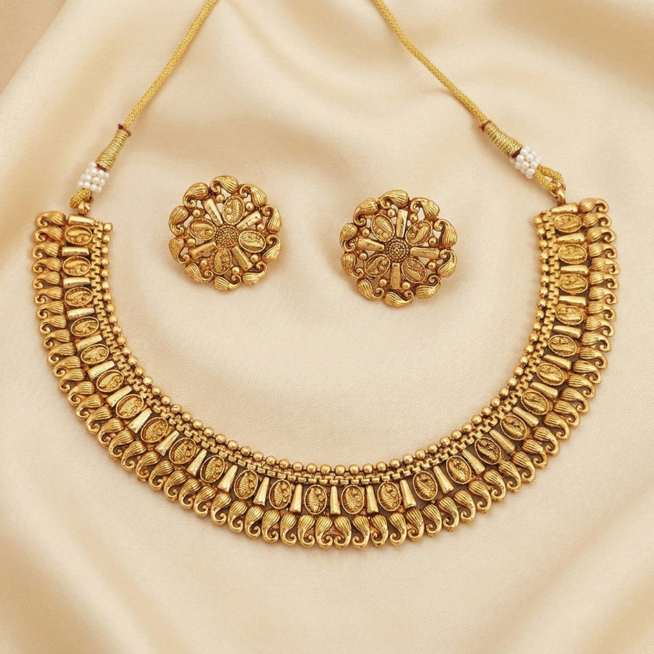 High Gold Plated Designer Necklace Set in Sterling Silver | Bridal Jewellery India