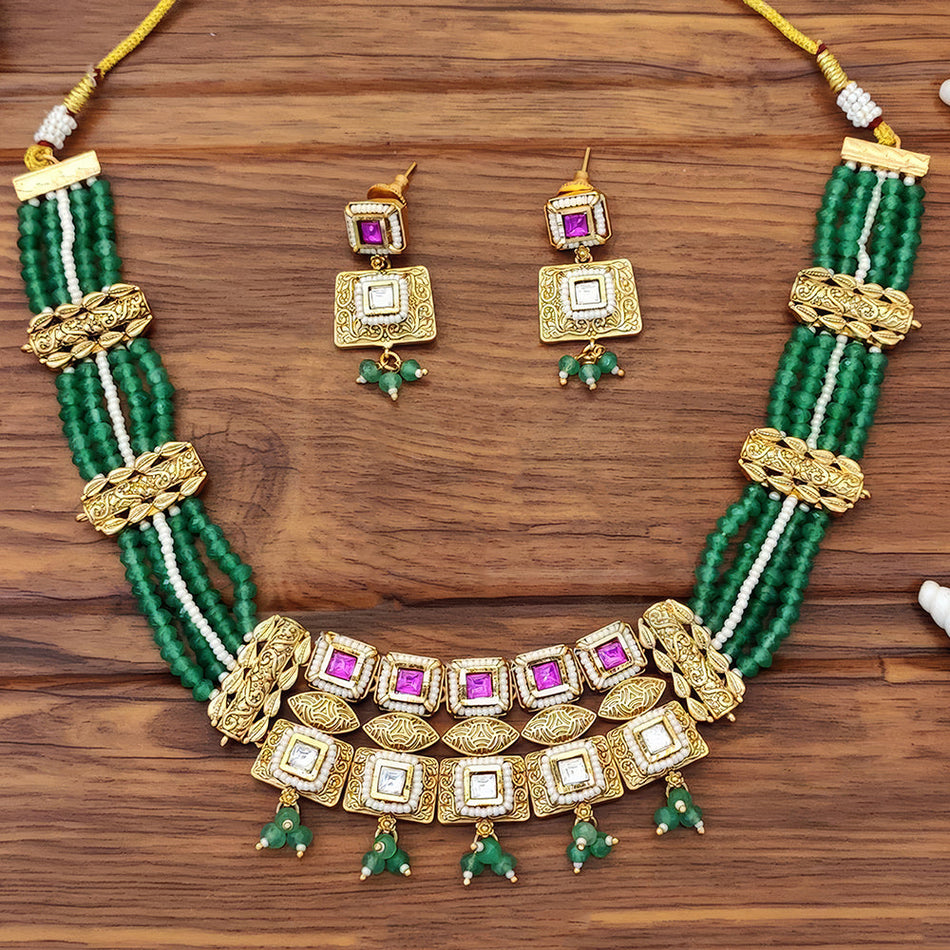 Rose Gold Plated Kundan Choker Necklace for Bridal Wear | Bridal Jewellery India