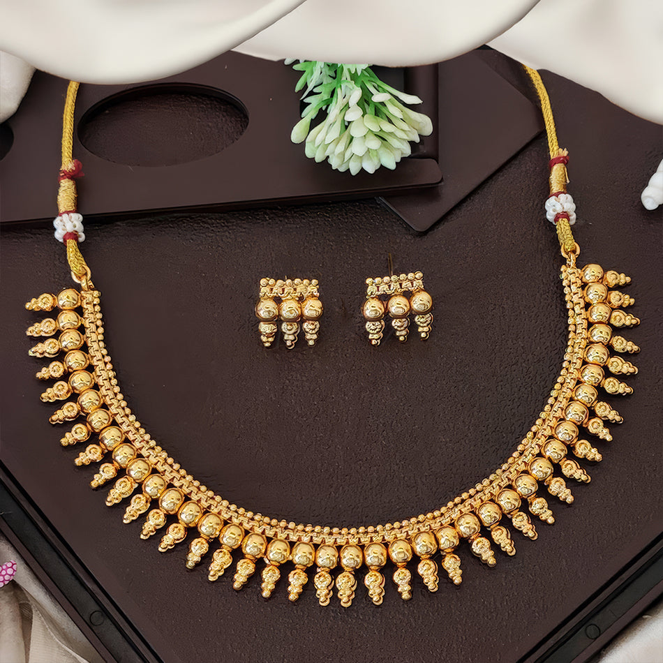 Graceful Necklace in Gold Plated for Occasion | Bridal Jewellery India
