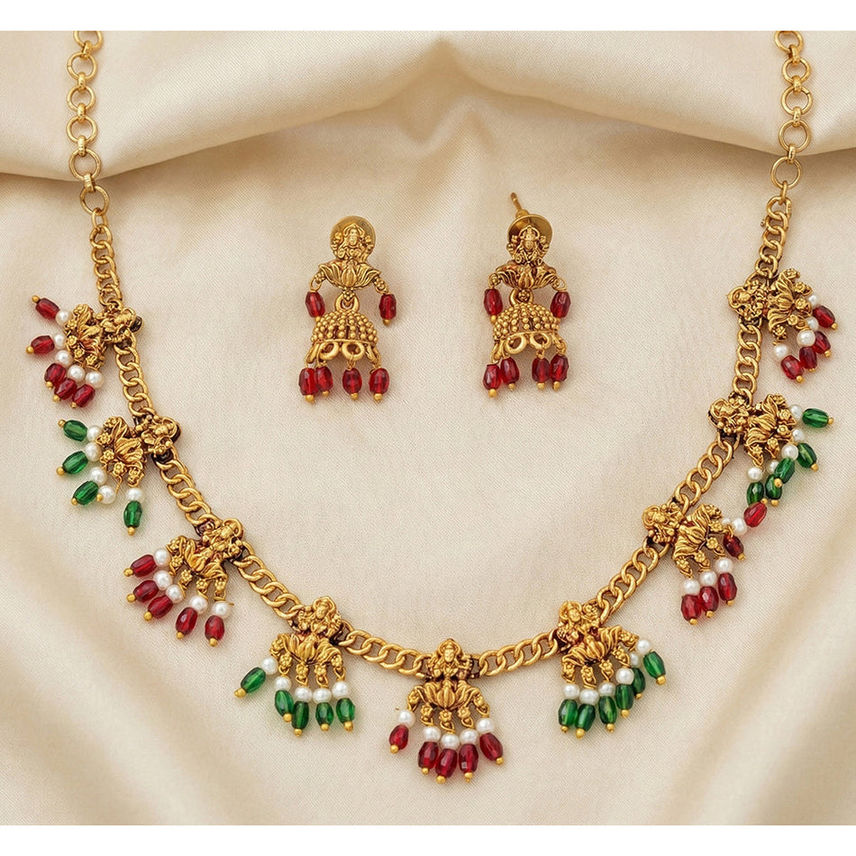 Rajwadi Pearl Necklace in Gold Plated | Bridal Jewellery India