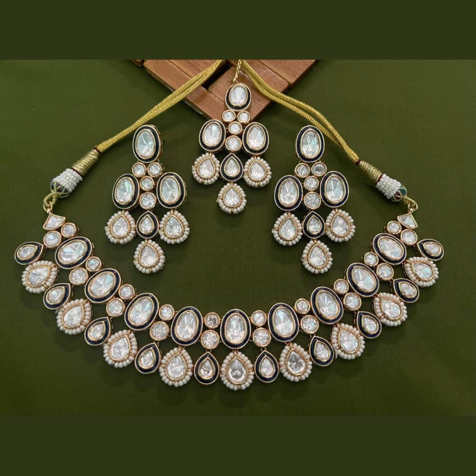 Kundan Choker Necklace in Gold Plated with Polki | Bridal Jewellery India
