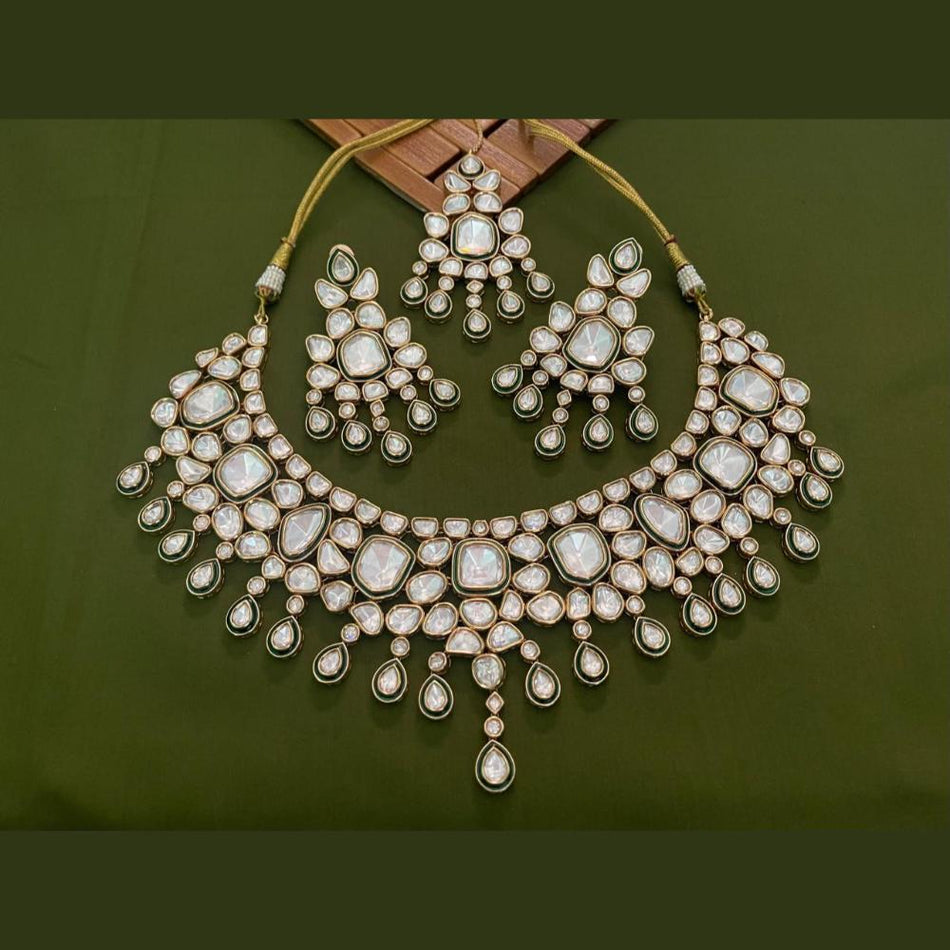 Gold Plated Kundan Necklace Set for Bridal | Bridal Jewellery India