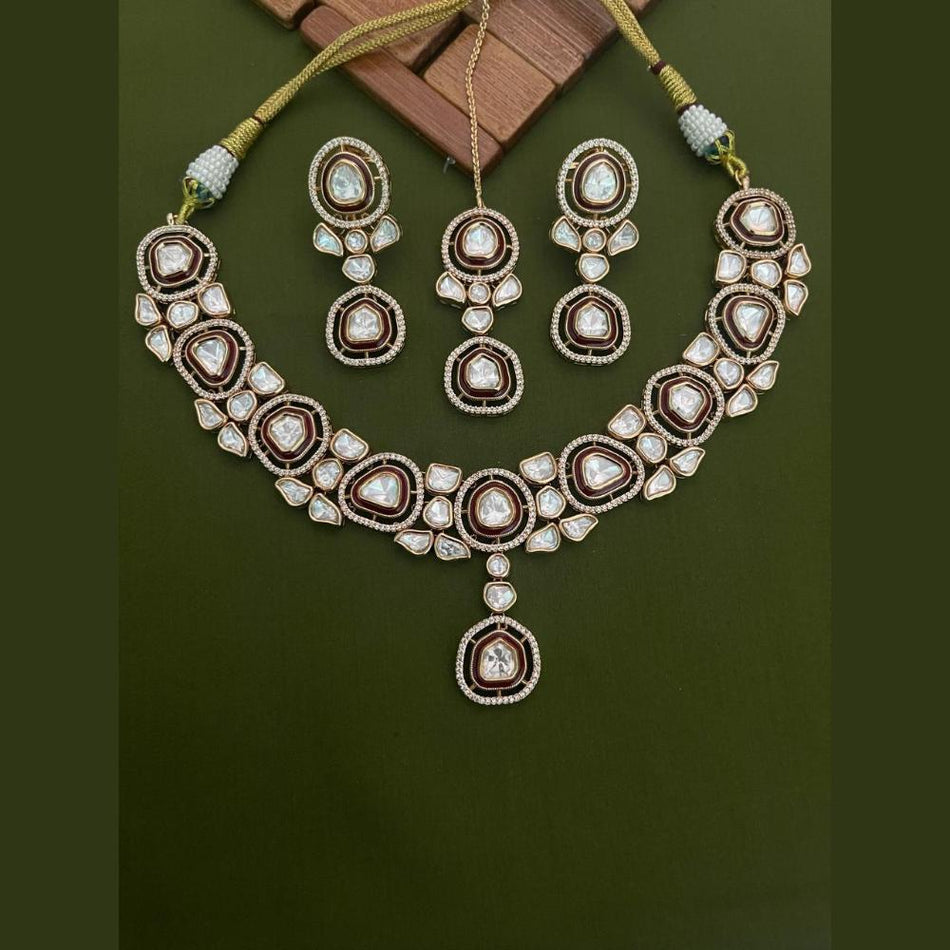 Meenakari Kundan Necklace in Gold Plated for Occasion | Bridal Jewellery India