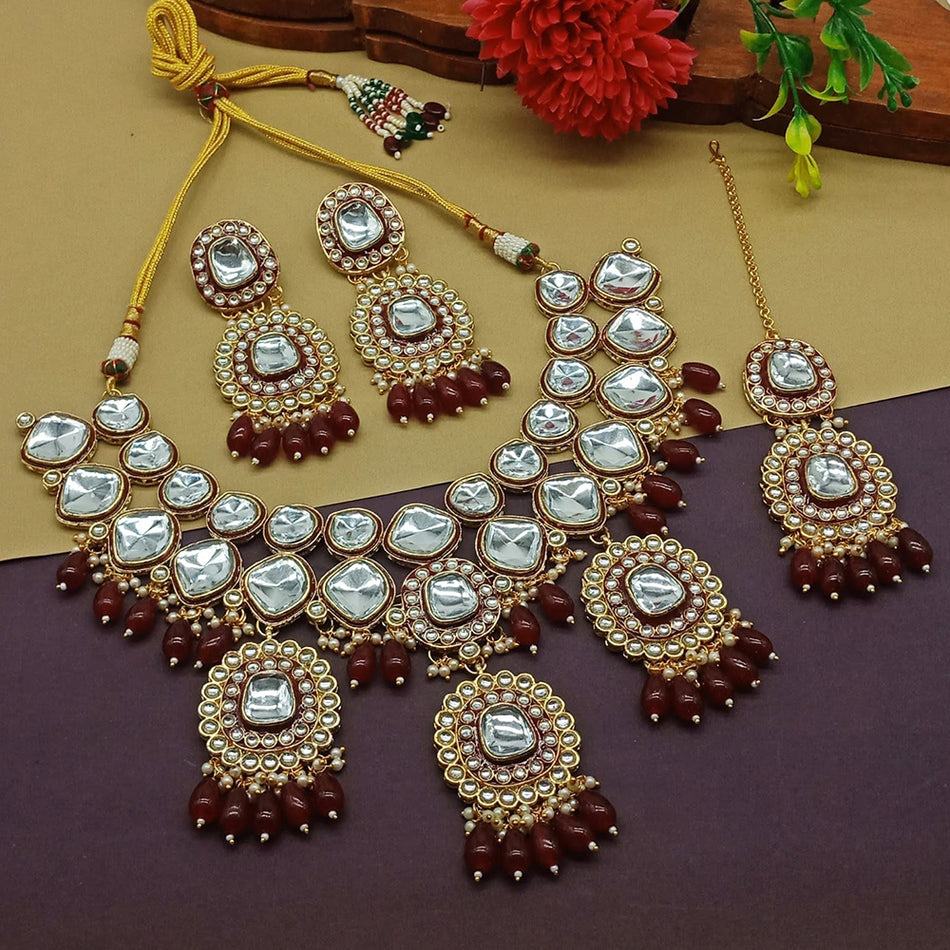 Kundan Choker Necklace in Gold Plated | Bridal Jewellery India