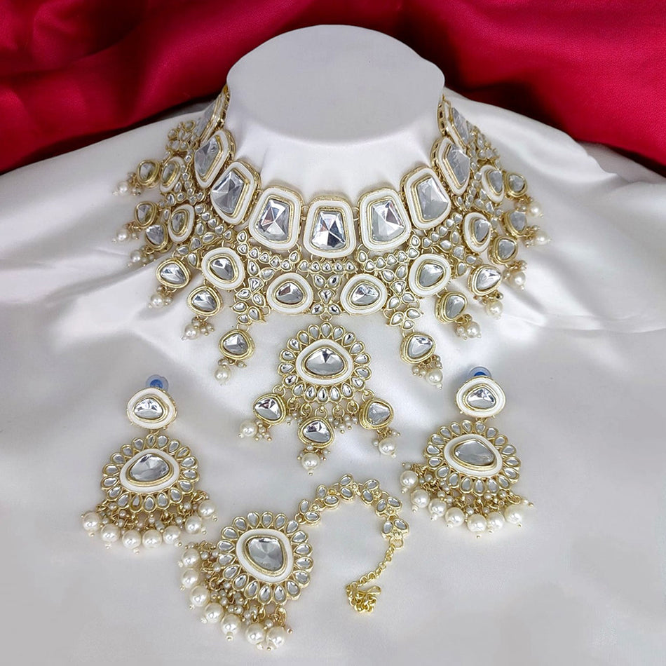 Kundan Choker Necklace in Gold Plated | Bridal Jewellery India