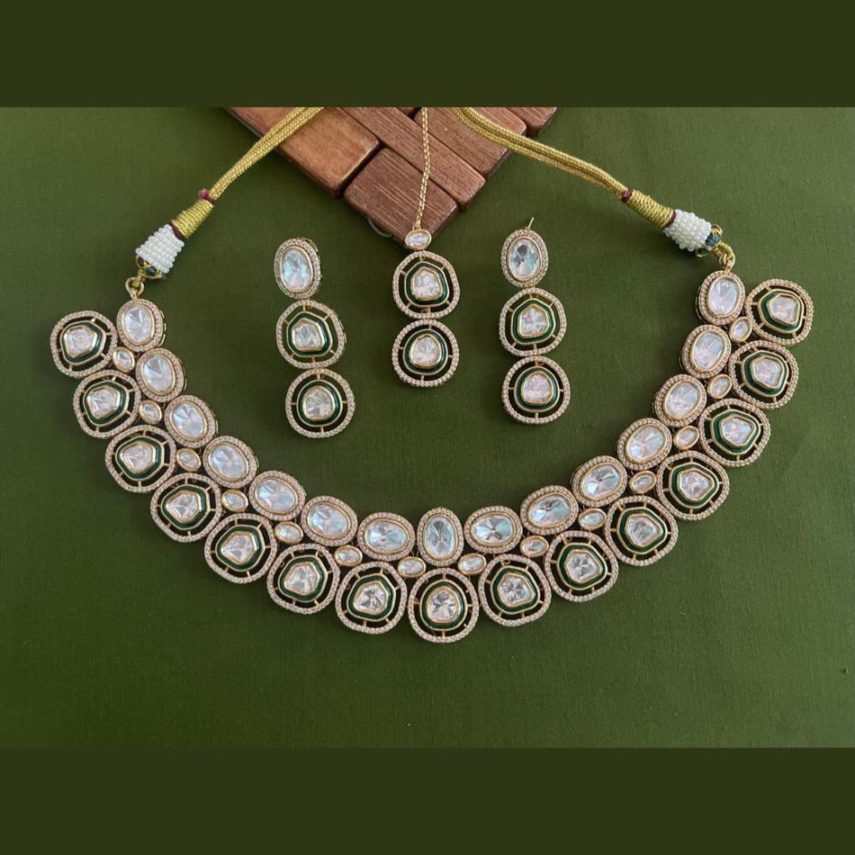 Heavy Polki Kundan Necklace in Gold Plated | Bridal Jewellery India