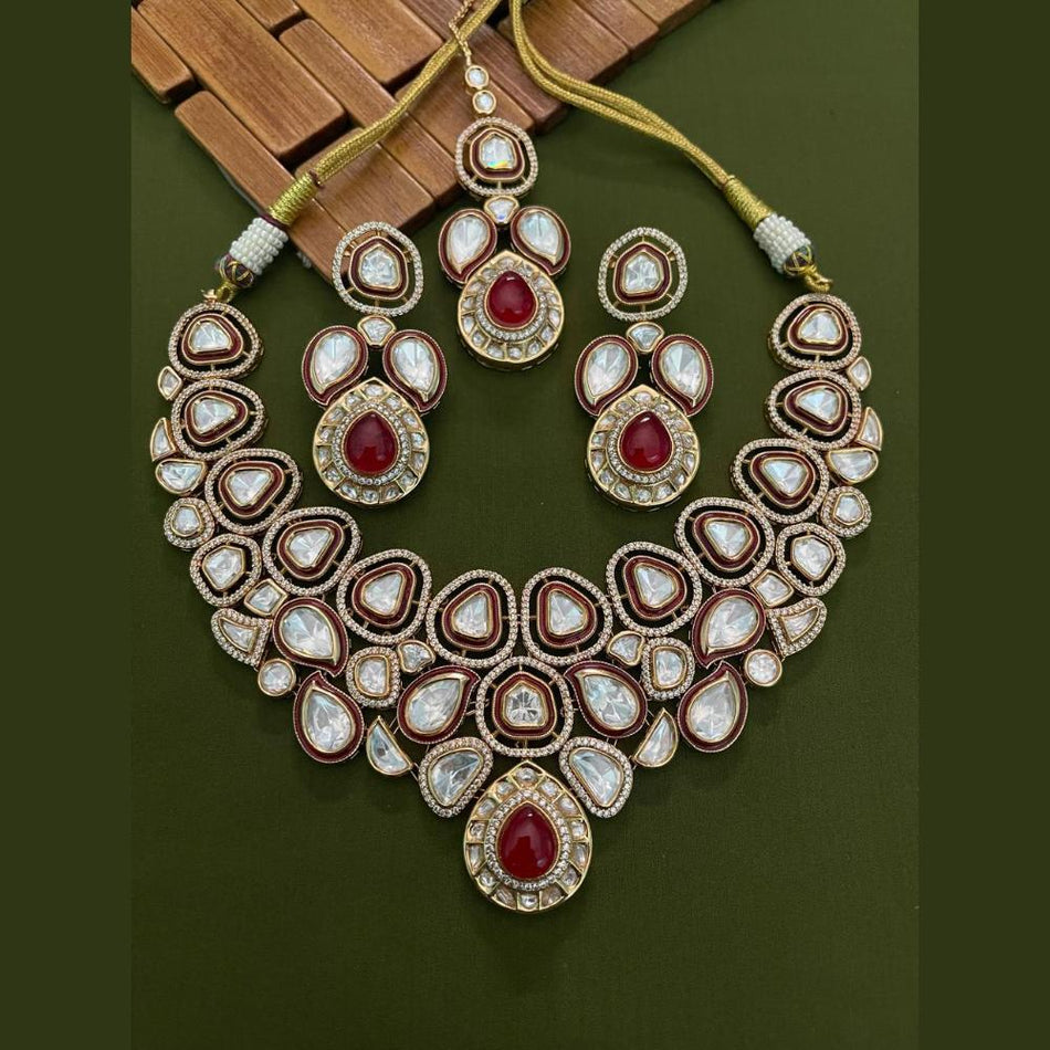 Heavy Polki Kundan Necklace in Gold Plated | Bridal Jewellery India