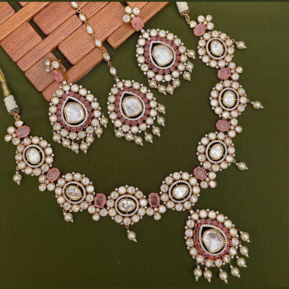 Heavy Polki Kundan Necklace in Gold Plated for Occasion Wear | Bridal Jewellery India