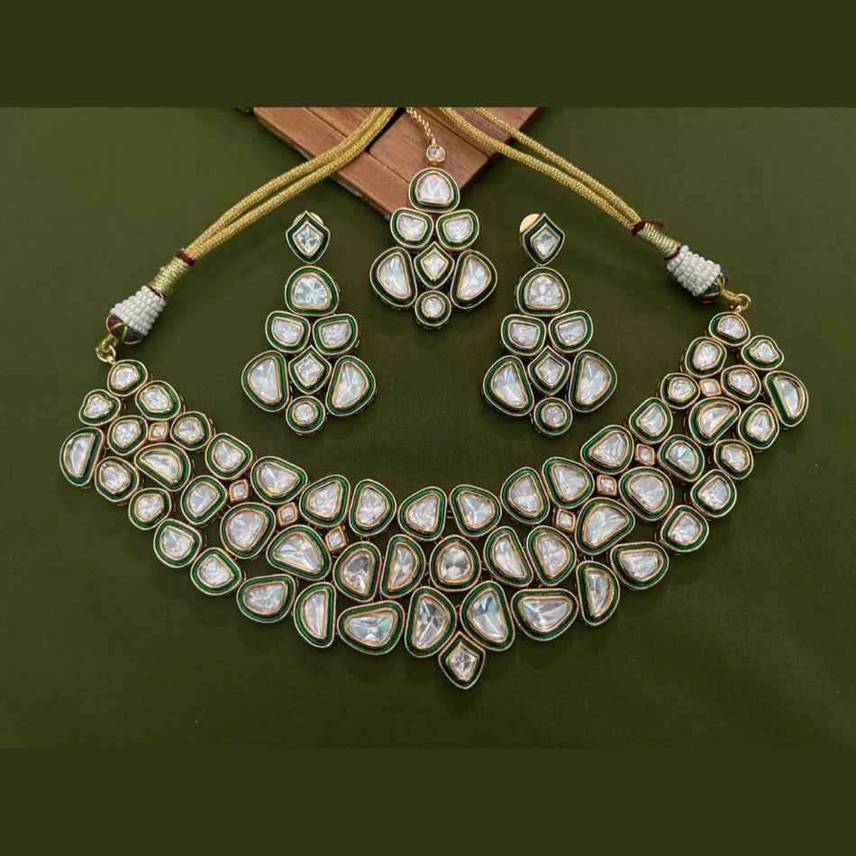 Heavy Polki Kundan Necklace in Gold Plated | Bridal Jewellery India