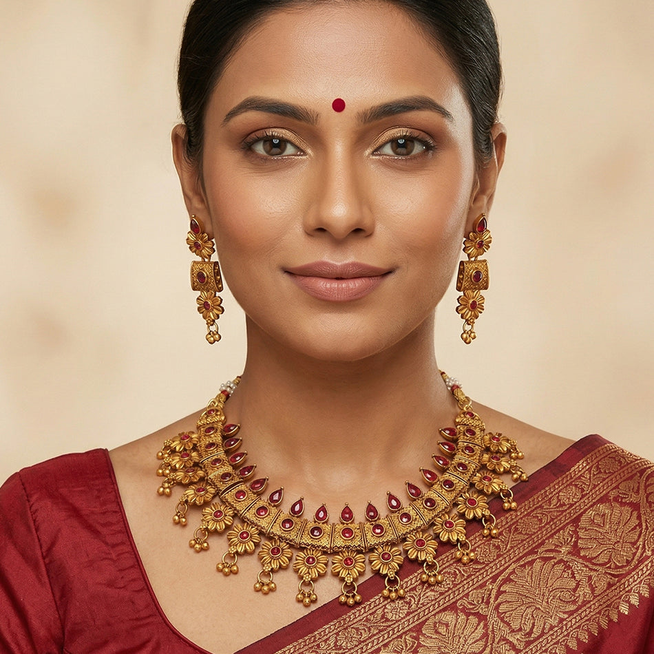 Kemp Necklace in Oxidised Silver | Bridal Jewellery India