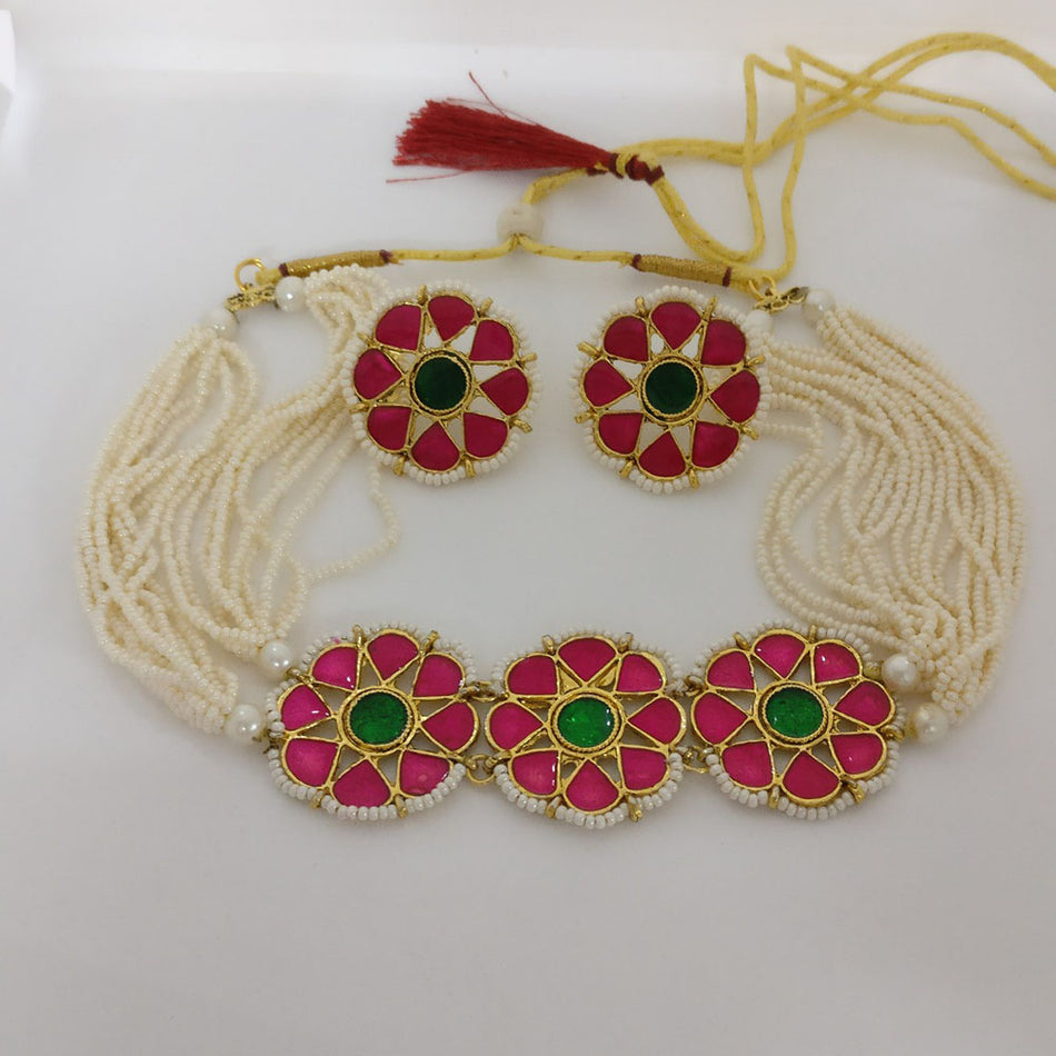 Kundan Choker Necklace in Gold Plated | Bridal Jewellery India