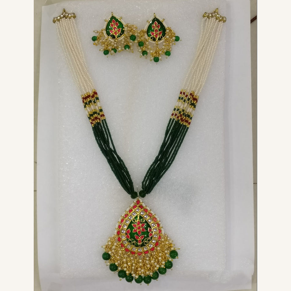 Kundan Necklace in White Gold Plated | Bridal Jewellery India