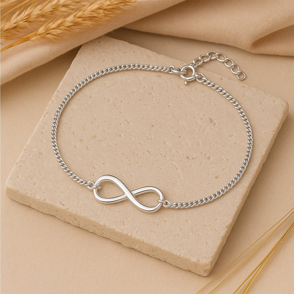 Infinity Payal Anklet in Silver Tone for Women | Bridal Jewellery India
