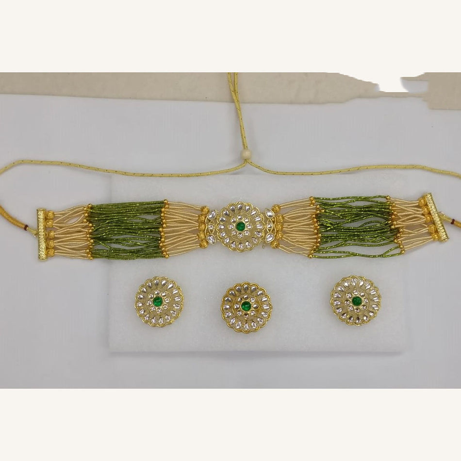 Kundan Choker Necklace in White Gold Plated | Bridal Jewellery India