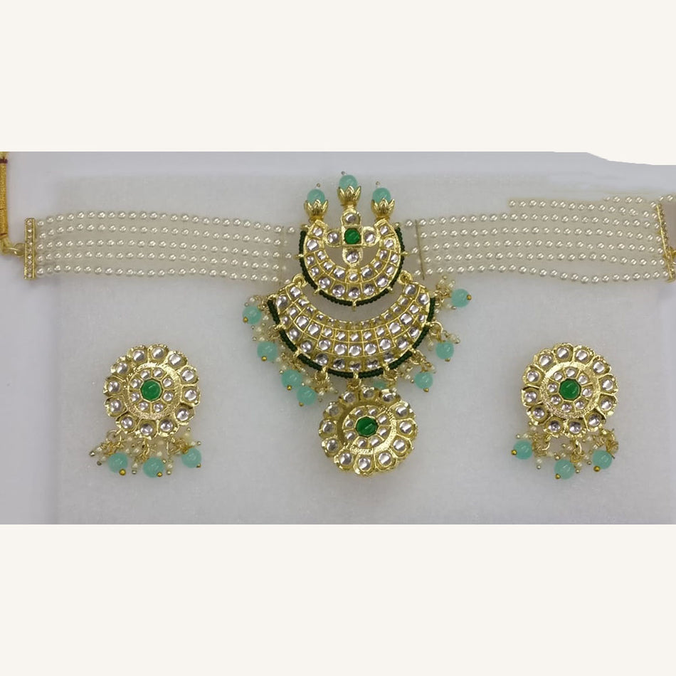 Kundan Choker Necklace in Gold Plated with Pearls | Bridal Jewellery India