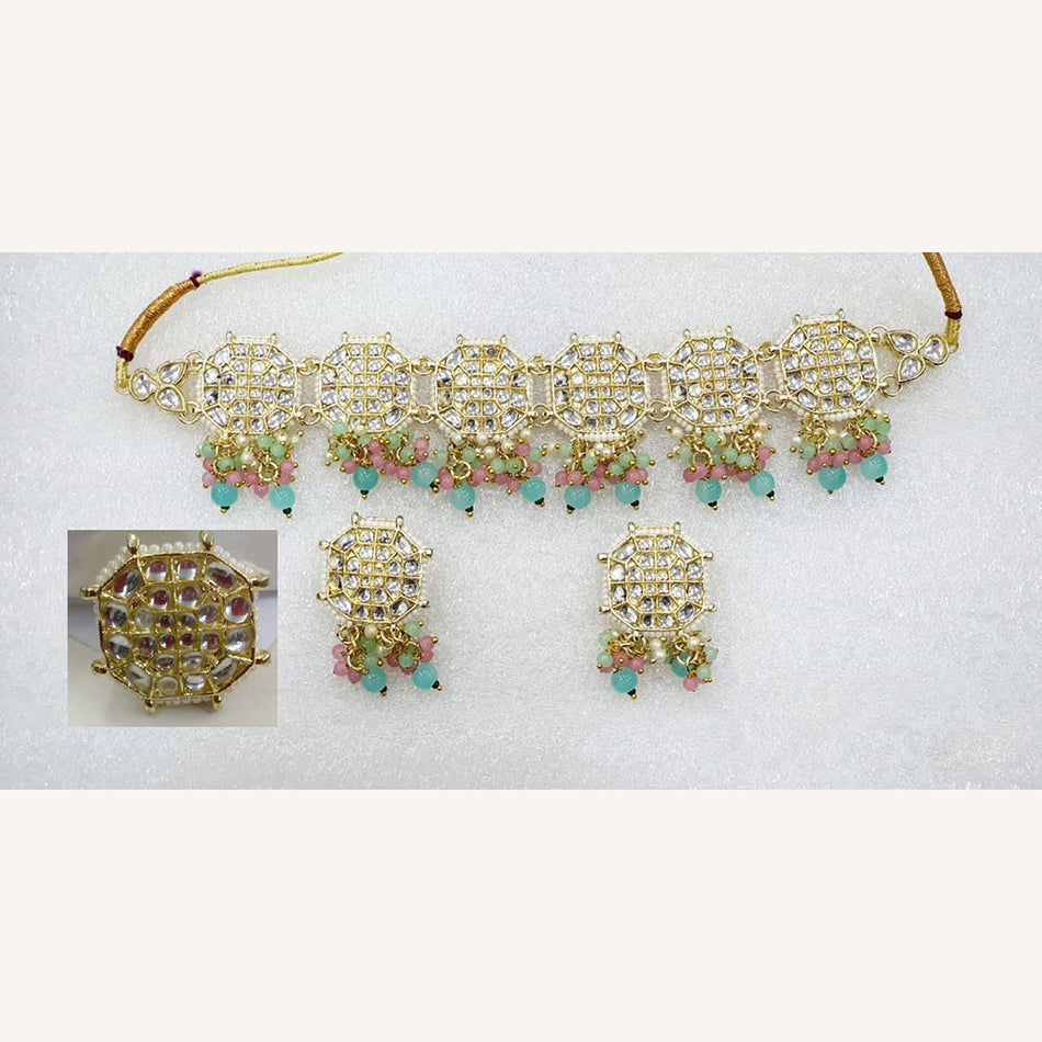 Kundan Choker Necklace in Gold Plated   Pearl | Bridal Jewellery India