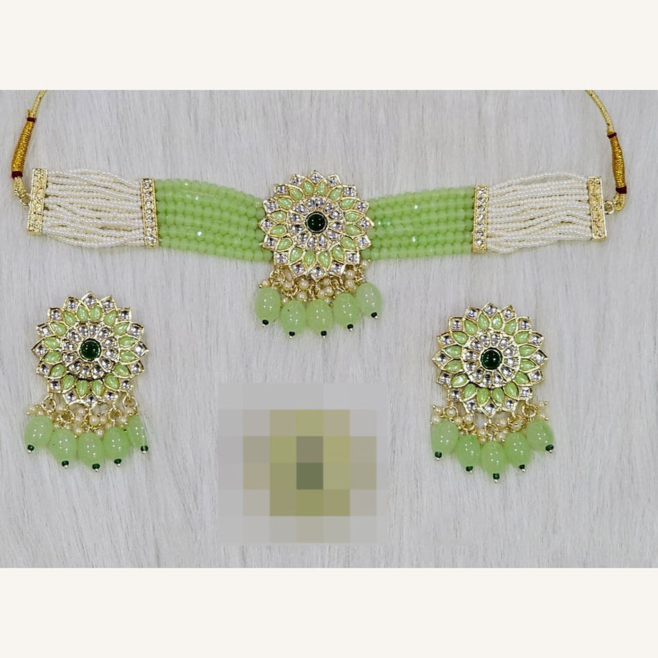 Kundan Choker Necklace in Gold Plated with Pearl | Bridal Jewellery India