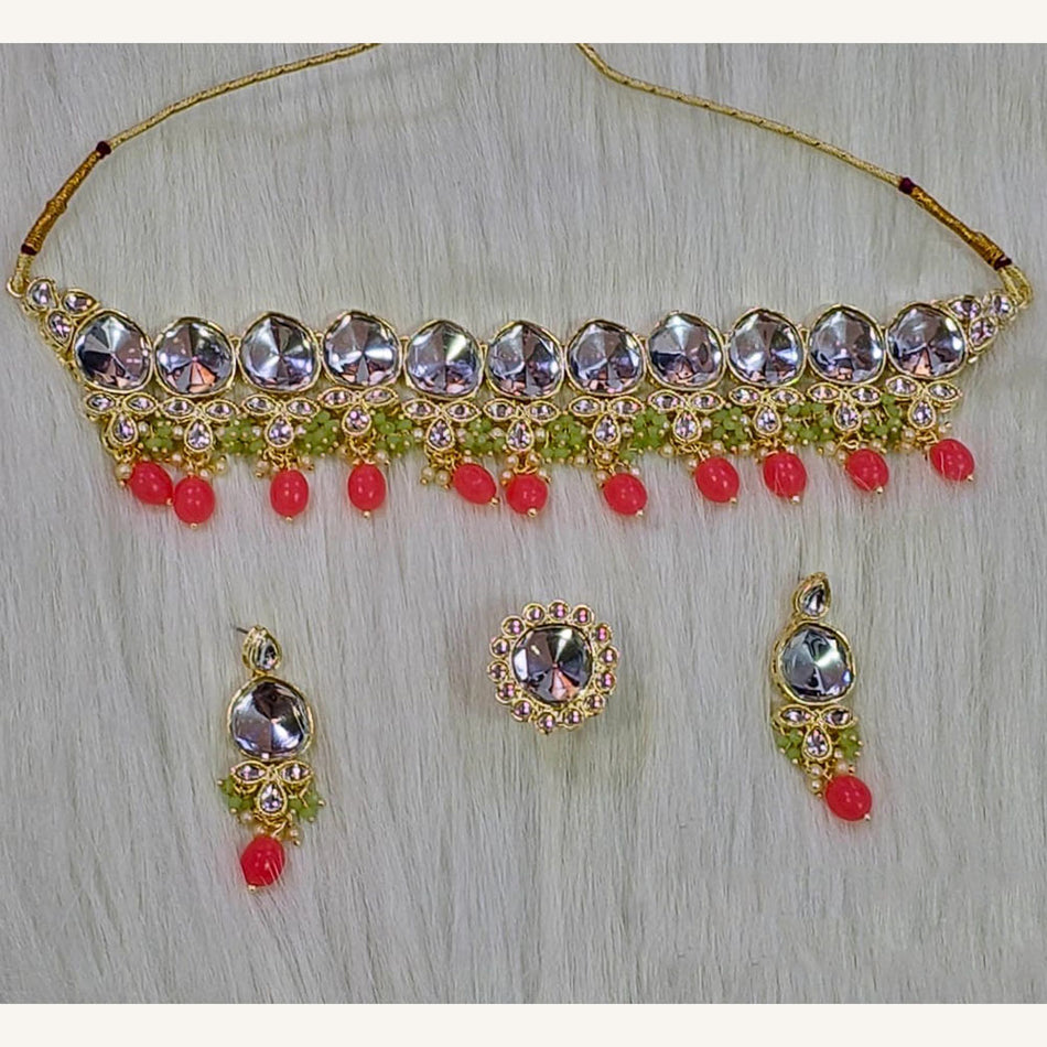 Kundan Choker Necklace in Gold Plated with Pearls | Bridal Jewellery India