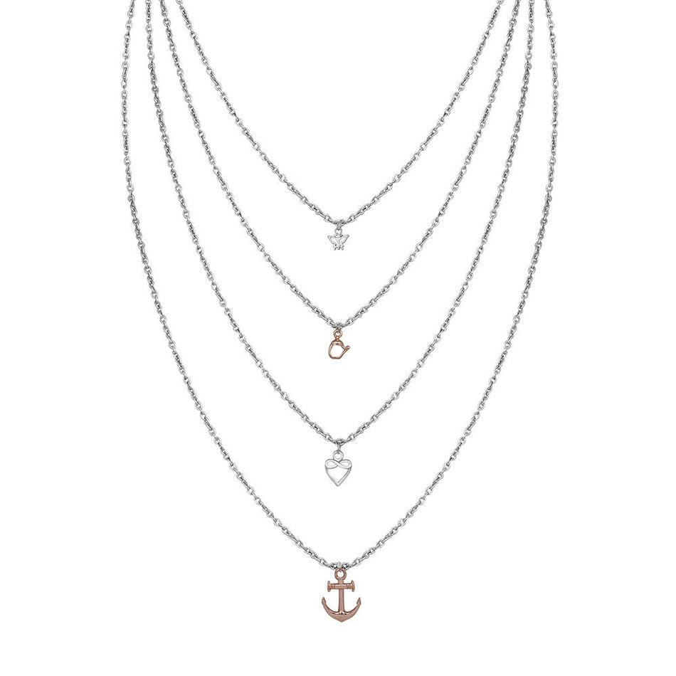 Multilayer Chain Necklace in Sterling Silver | Bridal Jewellery India