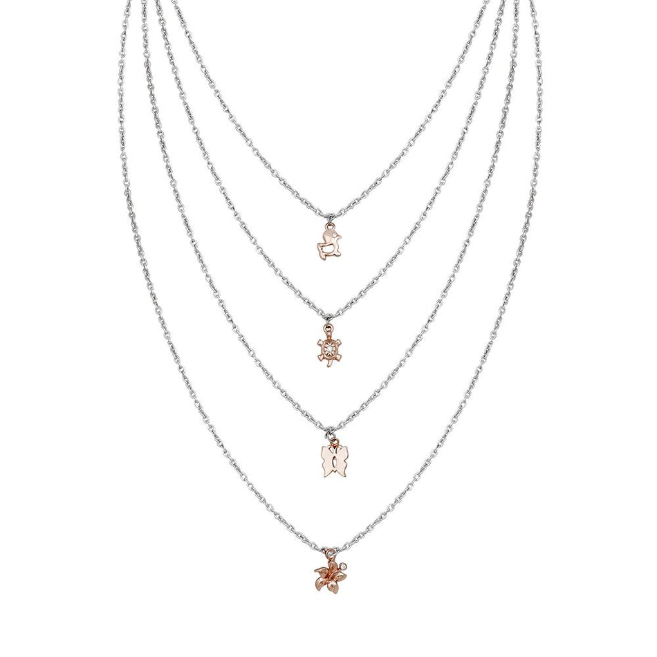 Multilayer Chain with Floral Design Necklace for Women | Bridal Jewellery India