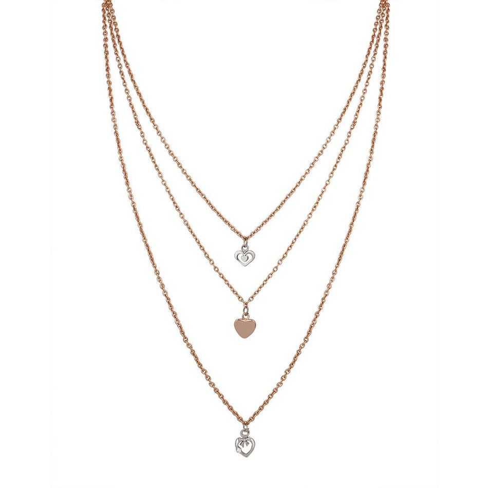 Multilayer Chain Charm Necklace in Sterling Silver | Bridal Jewellery India