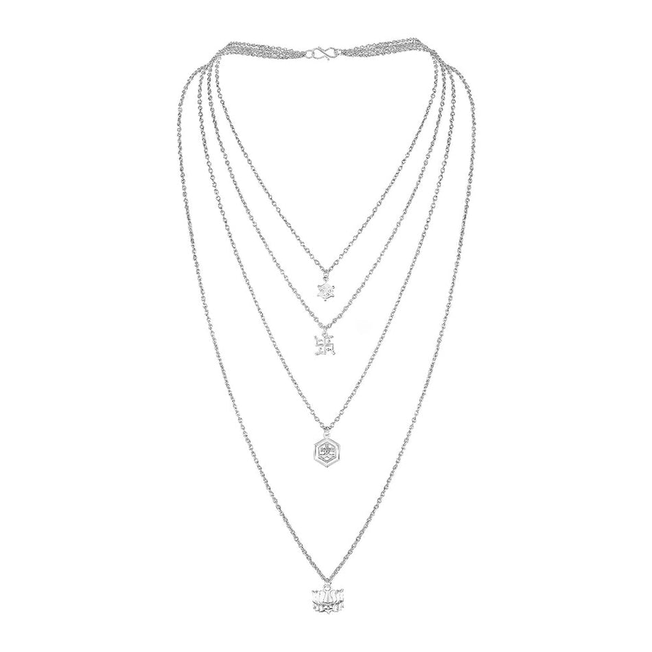 Hexagone Charms Necklace in Sterling Silver | Bridal Jewellery India
