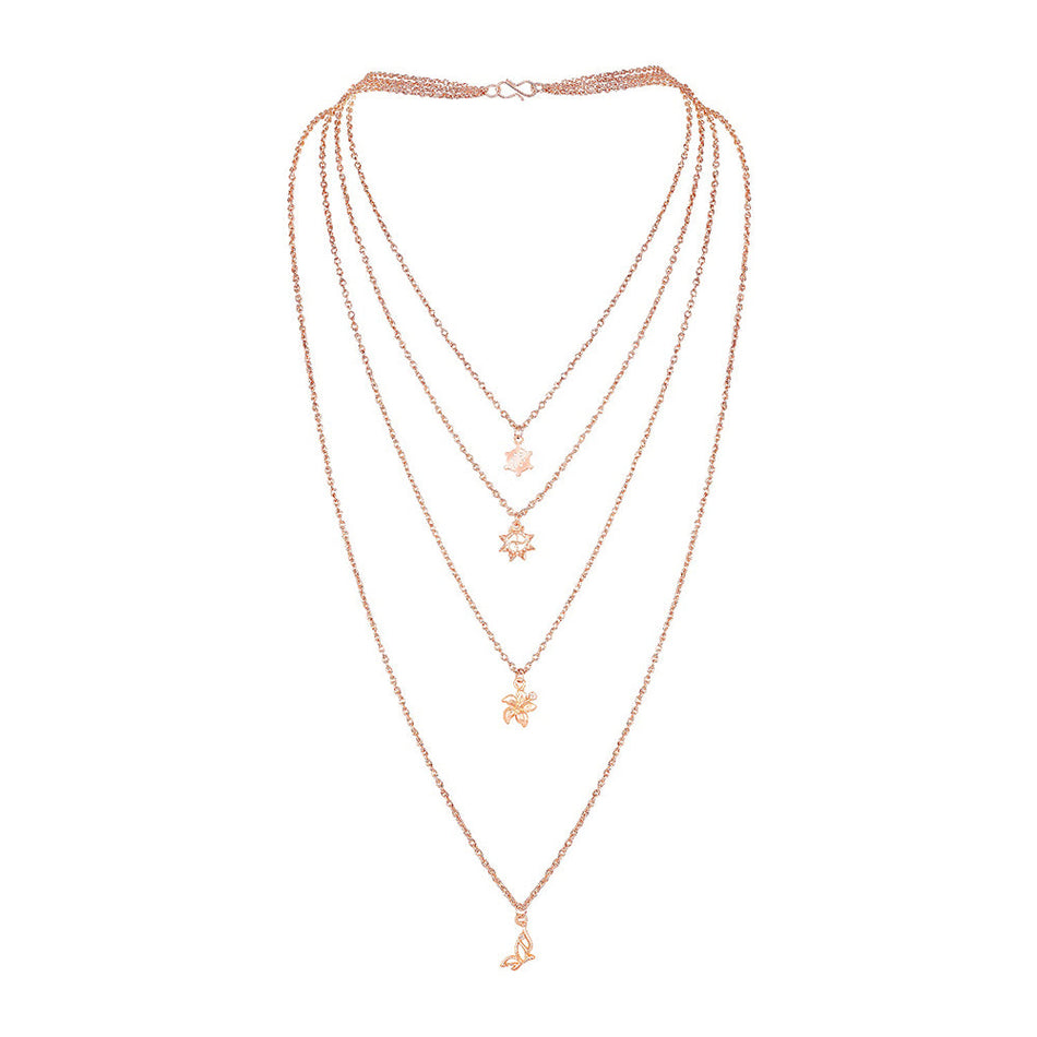 Floral Chain Pendants in Silver with Sun and Butterfly for | Bridal Jewellery India