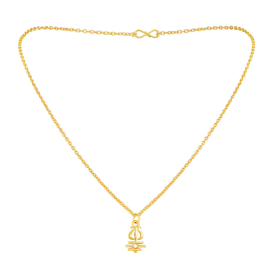 Gold Plated Trishul Pendant with Chain for Men Women | Bridal Jewellery India