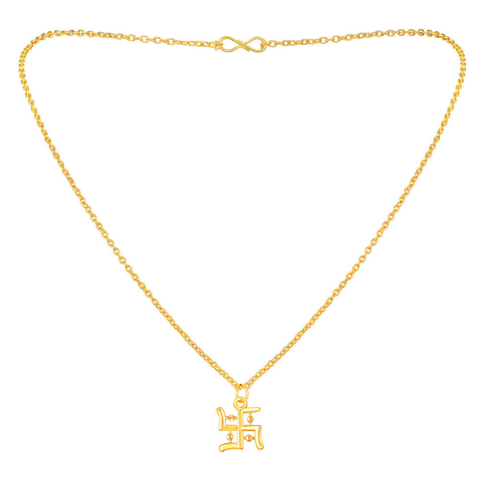 Gold Plated Swastik Pendant for Men Women | Bridal Jewellery India
