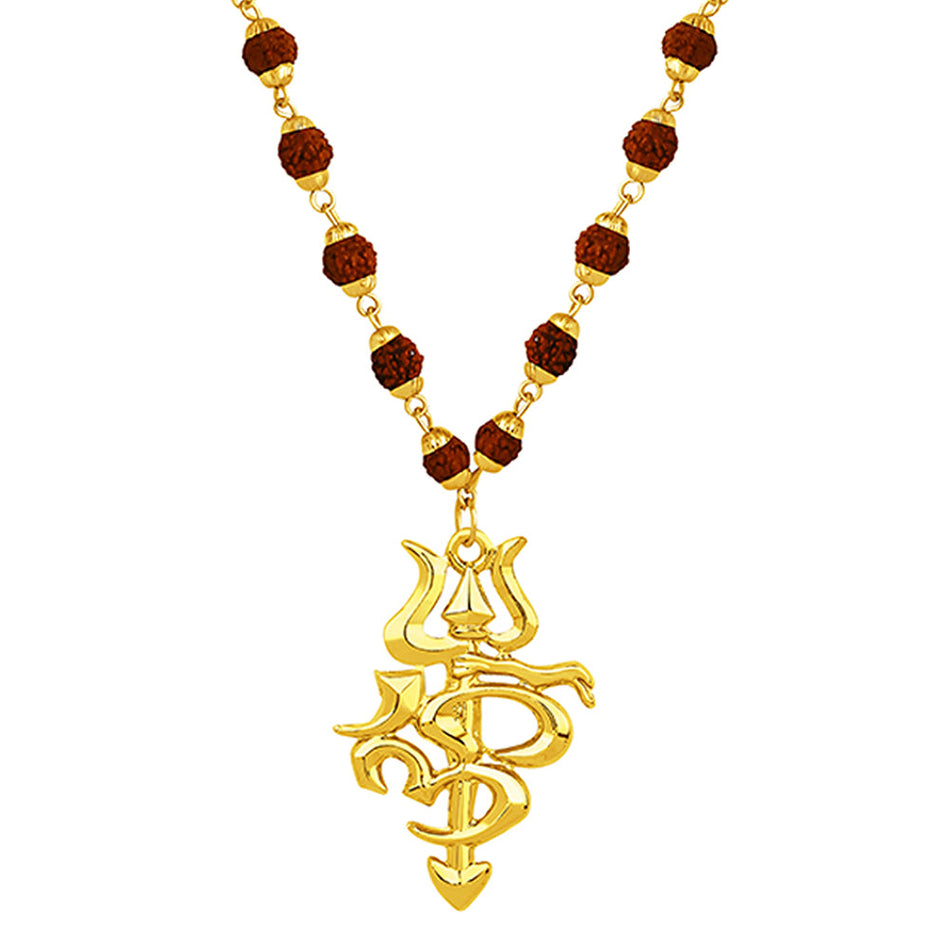 Gold Plated OM Trishul Pendant for Men | Bridal Jewellery India