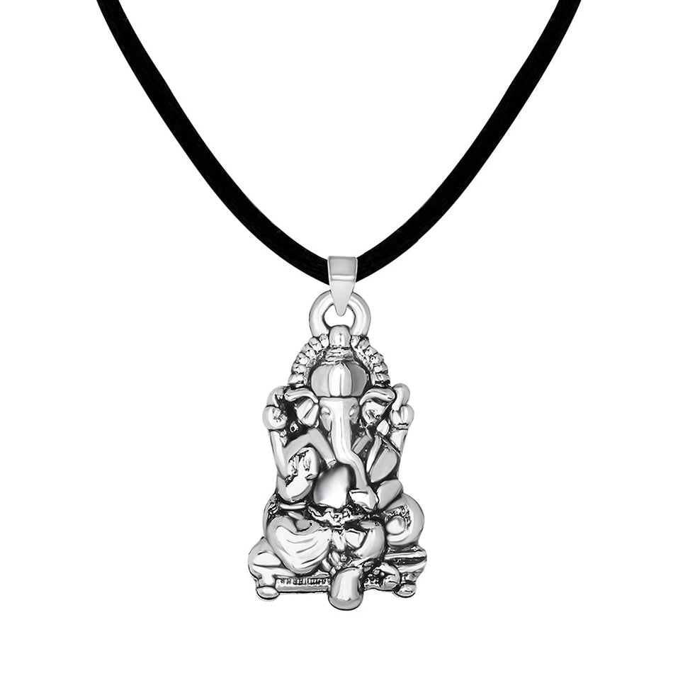 Ganesha Unisex Pendant in Silver | Bridal Jewellery India